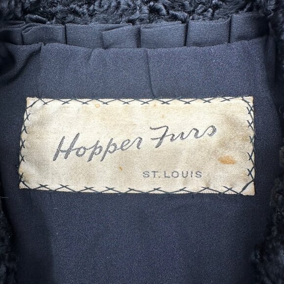 Vintage Black Persian Lambs Wool Coat Cape Style Curly Hair Sheep Mid Century - Picture 4 of 12